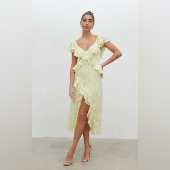 Chic One-Shoulder Yellow Ruffle Dress - Picture 5 of 7